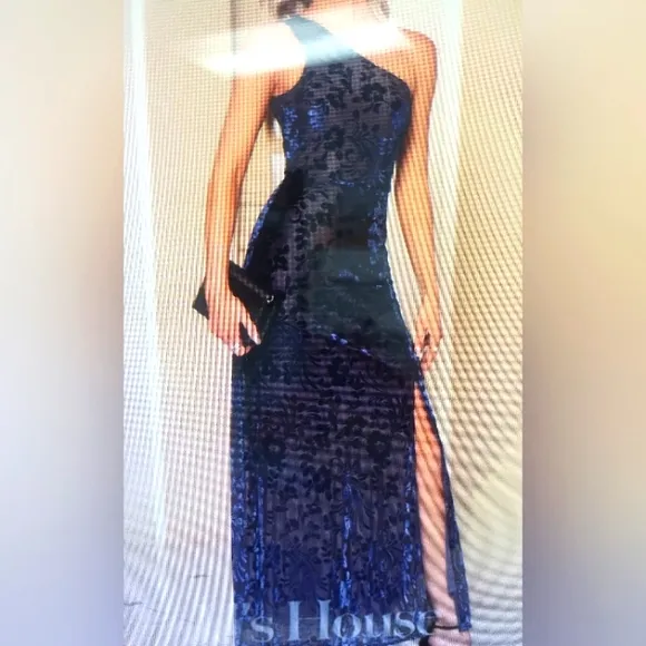 Elegant One-Shoulder Blue Dress