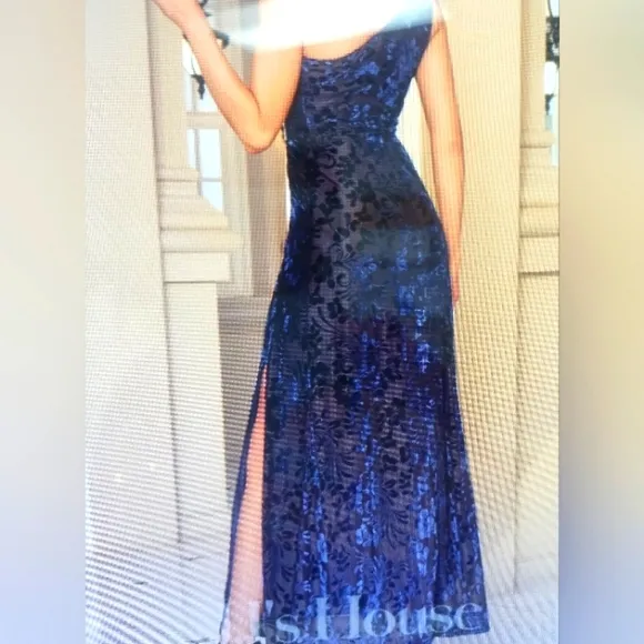 Elegant One-Shoulder Blue Dress