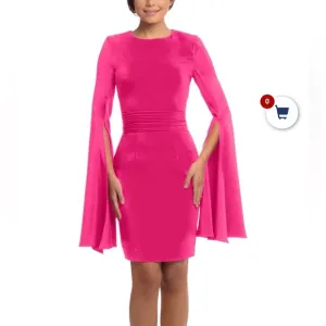 Elegant Pink Cape Sleeve Dress NWT