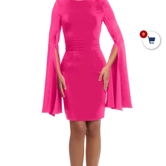 Elegant Pink Cape Sleeve Dress NWT