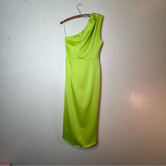 Eliat Elegant Lime Green One-Shoulder Dress Medium
