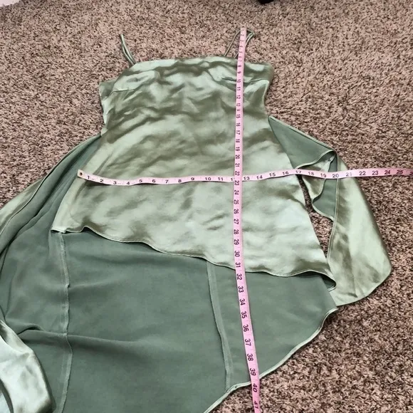 Eliatt Thea Cocktail Dress Size XS Sage Green Wrap Asymmetrical Hem