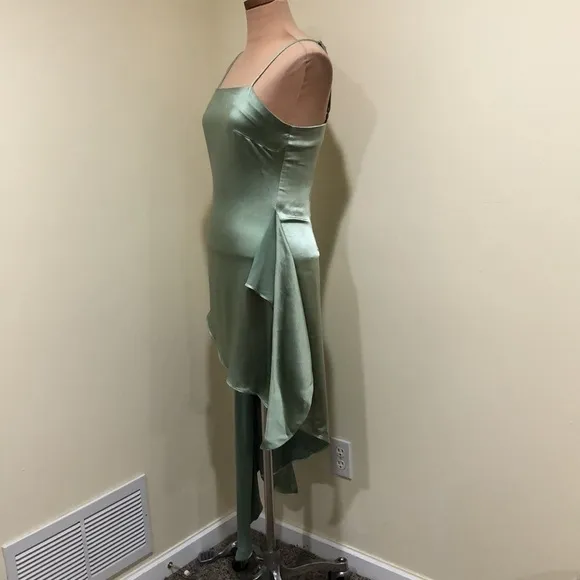 Eliatt Thea Cocktail Dress Size XS Sage Green Wrap Asymmetrical Hem