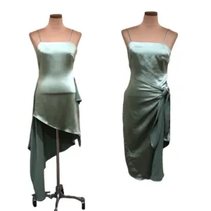 Eliatt Thea Cocktail Dress Size XS Sage Green Wrap Asymmetrical Hem