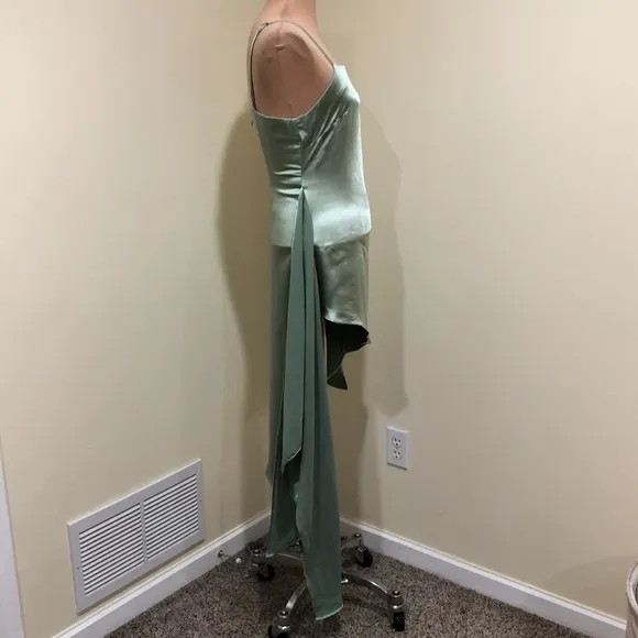 Eliatt Thea Cocktail Dress Size XS Sage Green Wrap Asymmetrical Hem