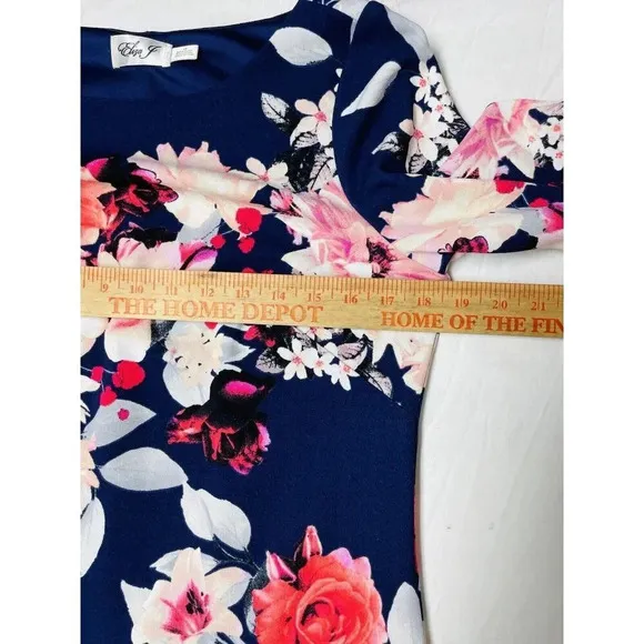 Eliza J Sheath Dress 10 Floral Bell Sleeve Classic Stretch Casual Feminine Chic