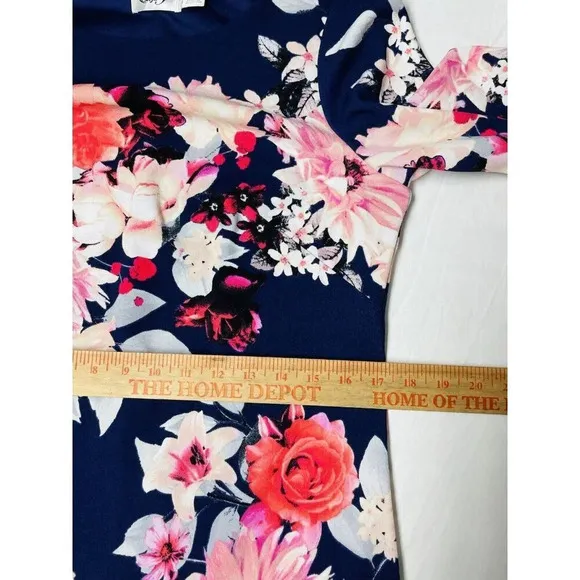 Eliza J Sheath Dress 10 Floral Bell Sleeve Classic Stretch Casual Feminine Chic