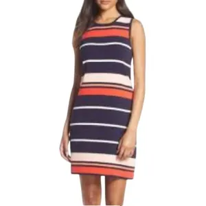 ELIZA J Striped Sleeveless Sheath Dress XL Rayon Blend Office Wear