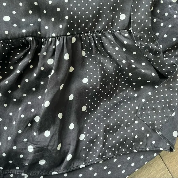Else 100% silk black and white polka dot kimono style robe, size L/XL