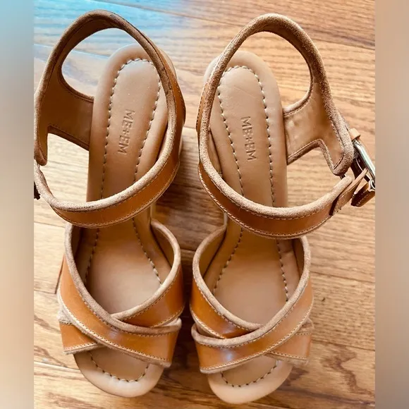 EM ME Women's 70’s Clog Tan Platform Sandals SIZE‎ 8