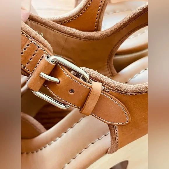 EM ME Women's 70’s Clog Tan Platform Sandals SIZE‎ 8