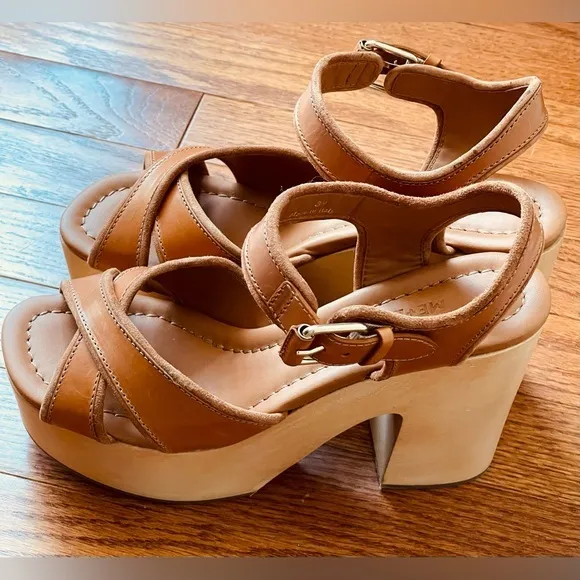 EM ME Women's 70’s Clog Tan Platform Sandals SIZE‎ 8