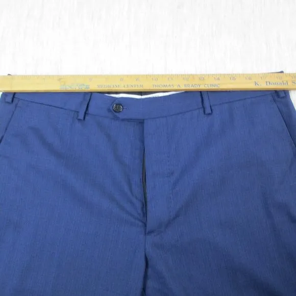 Emporio Armani Dress Pants Mens 56 Blue Virgin Wool Straight Flat Front Classic