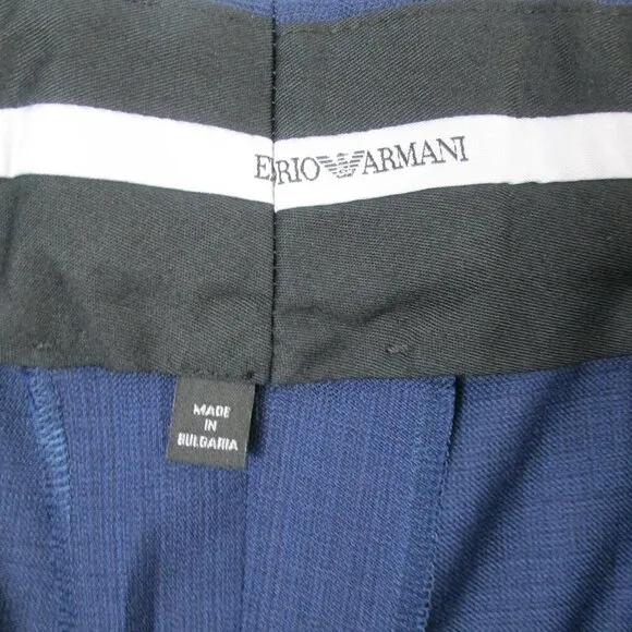 Emporio Armani Dress Pants Mens 56 Blue Virgin Wool Straight Flat Front Classic