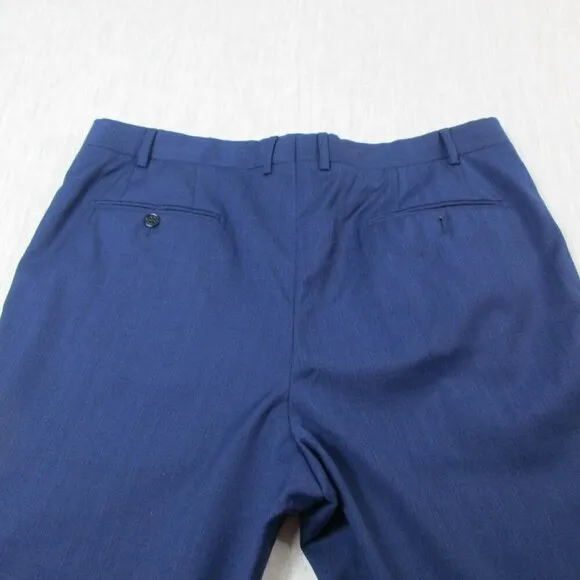 Emporio Armani Dress Pants Mens 56 Blue Virgin Wool Straight Flat Front Classic