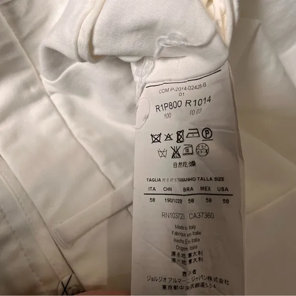 EMPORIO ARMANI- Men's Classic White Dress Pants Size 58