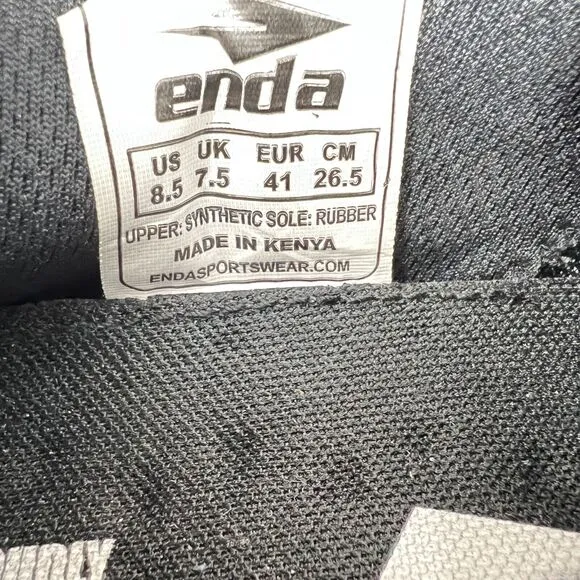 Enda Somali Black Sole Men’s Running Shoes Sz. 8.5
