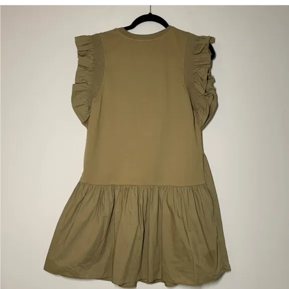 English Factory Tan Ruffle Sleeve babydoll modern feminine xs Dress