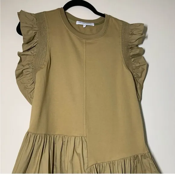 English Factory Tan Ruffle Sleeve babydoll modern feminine xs Dress