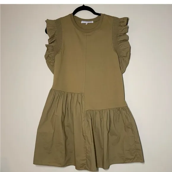 English Factory Tan Ruffle Sleeve babydoll modern feminine xs Dress