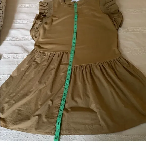 English Factory Tan Ruffle Sleeve babydoll modern feminine xs Dress