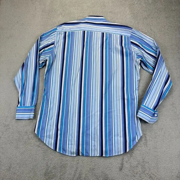 Etro Milano Men's Blue Striped Dress Shirt 42 Made in Italy