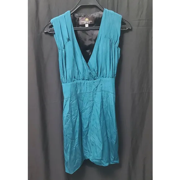 EUC! Domenico Vacca Beautiful Classic Designer Dress Solid Teal Shade Size 42IT