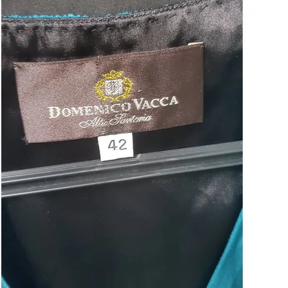 EUC! Domenico Vacca Beautiful Classic Designer Dress Solid Teal Shade Size 42IT