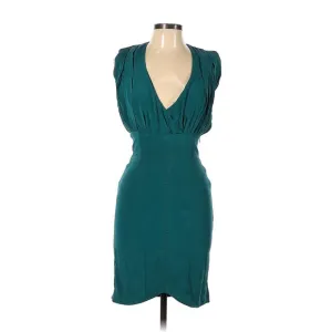 EUC! Domenico Vacca Beautiful Classic Designer Dress Solid Teal Shade Size 42IT