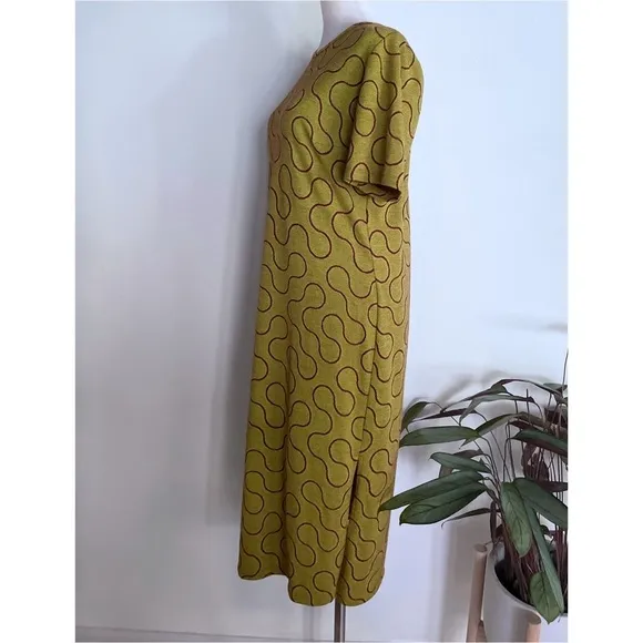 EUC Dunsen Dunsen Knit Graphic Swirl Lines Modern Made in USA Midi Dress M​​​