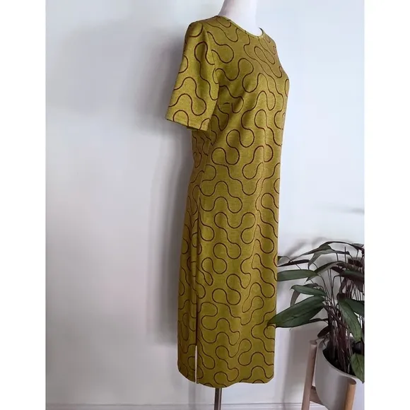 EUC Dunsen Dunsen Knit Graphic Swirl Lines Modern Made in USA Midi Dress M​​​