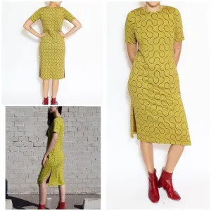 EUC Dunsen Dunsen Knit Graphic Swirl Lines Modern Made in USA Midi Dress M​​​