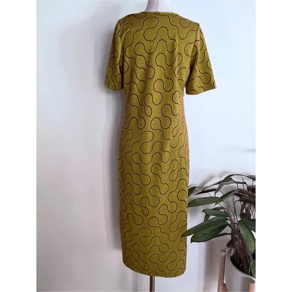 EUC Dunsen Dunsen Knit Graphic Swirl Lines Modern Made in USA Midi Dress M​​​