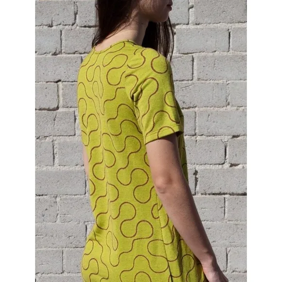 EUC Dunsen Dunsen Knit Graphic Swirl Lines Modern Made in USA Midi Dress M​​​
