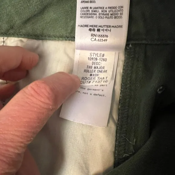 EUC MOTHER The Major Sneak Roller | color Roger that (green) | size 32