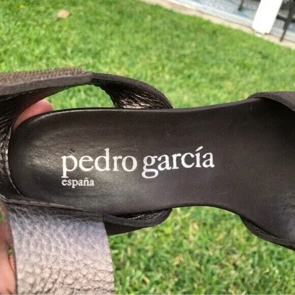 EUC Pedro Garcia Suede Platform Wedge 4” heel Sandals Shoes - 39/9