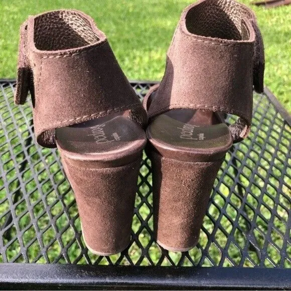 EUC Pedro Garcia Suede Platform Wedge 4” heel Sandals Shoes - 39/9
