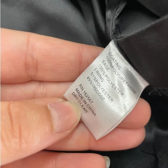 Eudon Choi Jacket Womens 12 Solid Black Double Belted Wrap Faux Leather