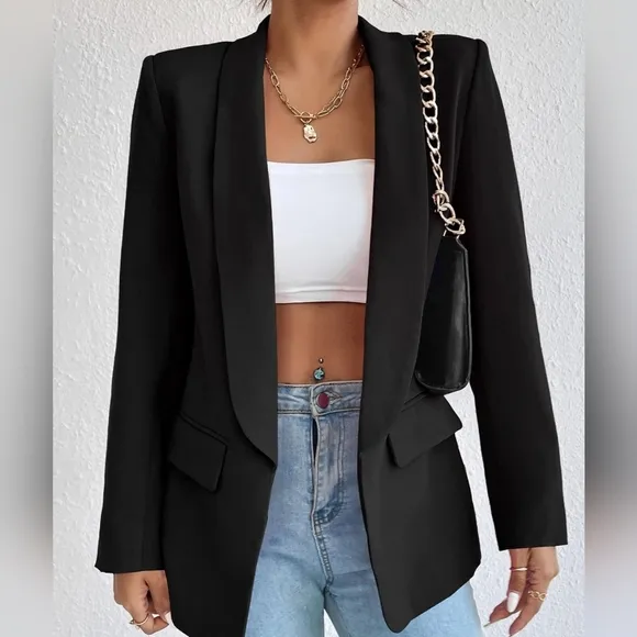 Evelyn Classic Collar Blazer - Black