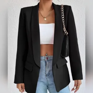 Evelyn Classic Collar Blazer - Black