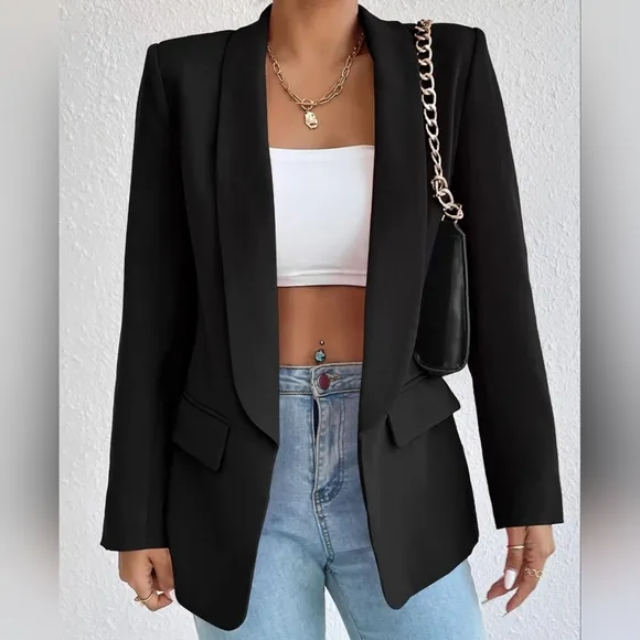 Evelyn Classic Collar Blazer - Black