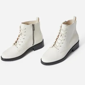 Everlane The Modern Utility Lace-Up Boot White Size 7 NEW
