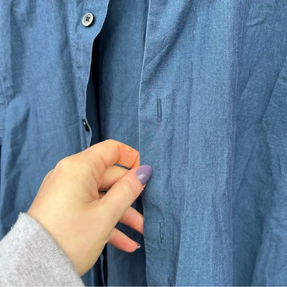 Express 1MX Dusty Blue Modern Fit Button Down Dress Collared Shirt