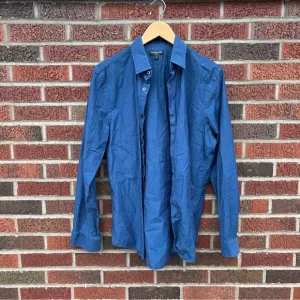 Express 1MX Dusty Blue Modern Fit Button Down Dress Collared Shirt