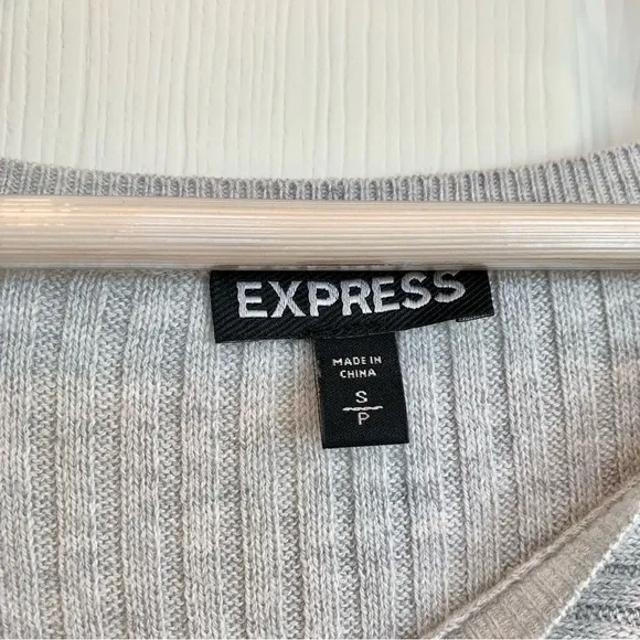 EXPRESS Grey Colorblock Ribbed Long Hi-Low Tunic Sweater