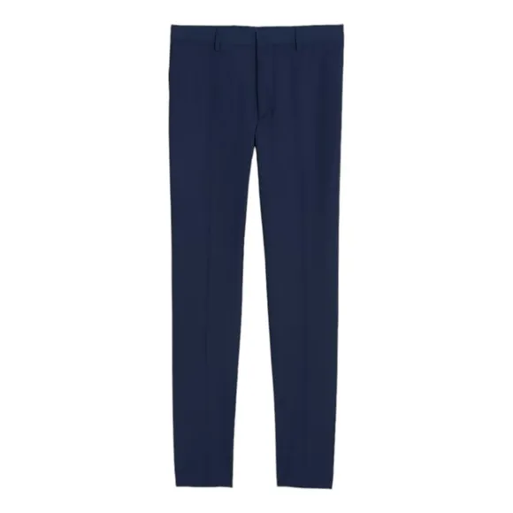 Express Mens Dress Pants 30x32 Extra Slim Navy Blue Wool-Blend Modern Te…