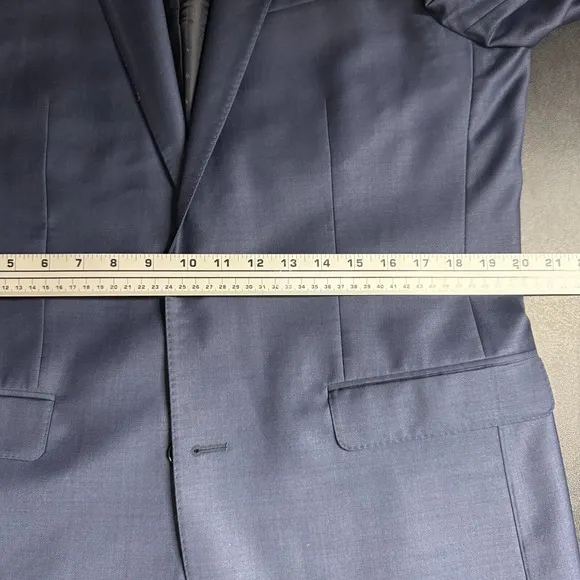 Express Suit Blazer Sport Coat 42L Solid Blue Wool Modern Producer