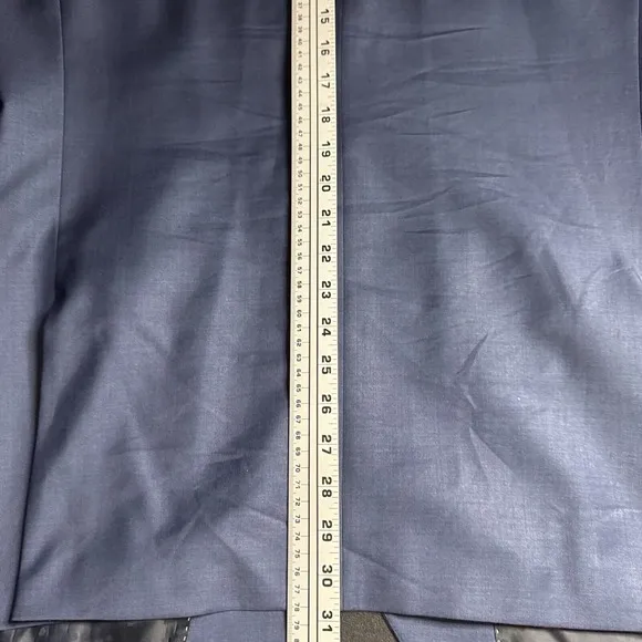 Express Suit Blazer Sport Coat 42L Solid Blue Wool Modern Producer