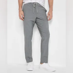 Extra Slim Gray Wool-Blend Modern Tech Drawstring Dress Pant