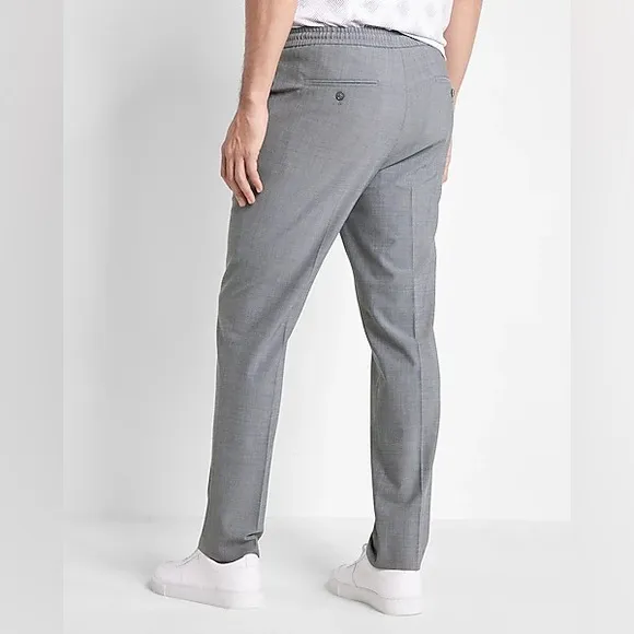 Extra Slim Gray Wool-Blend Modern Tech Drawstring Dress Pant